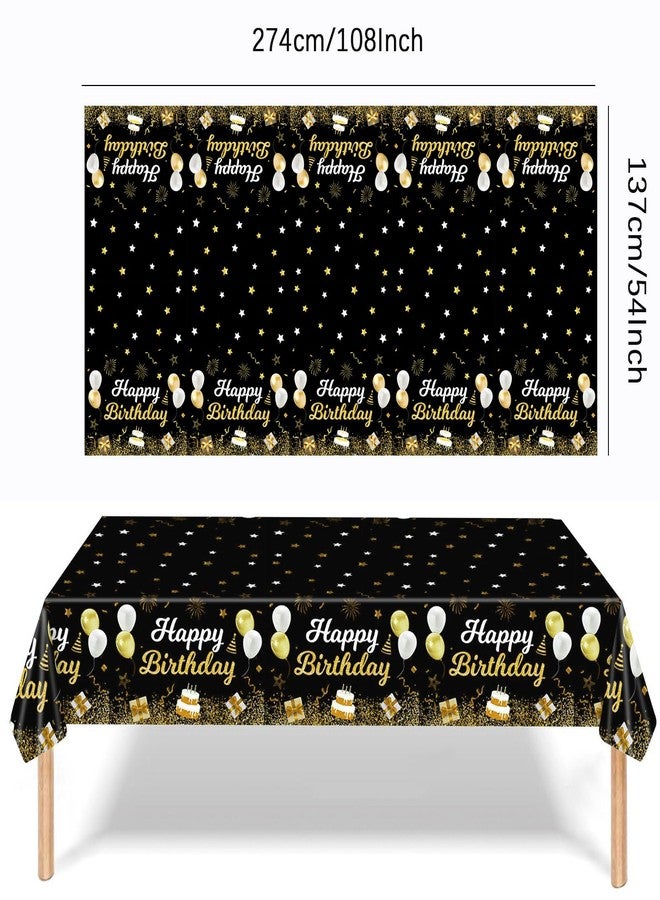 MRJ 3 Pack Gold and Black Happy Birthday Tablecloths 54"x108" Star Birthday Table Cover for Kids Boys Girls Baby Shower - Image 4